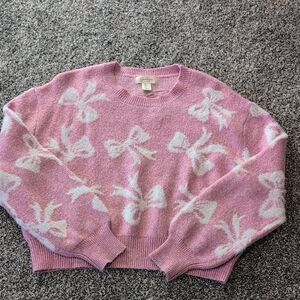 Jessica Simpson Pink and White Bow Sweater